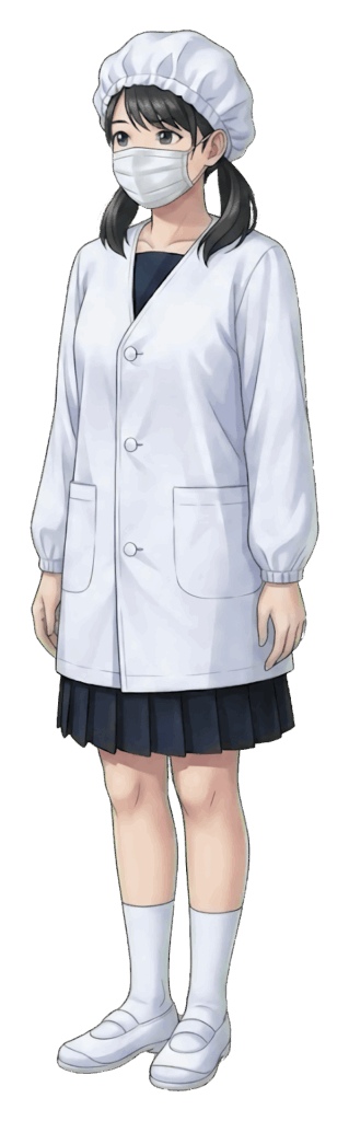 給食当番　女子中学生　左斜め前　ビジュアル　イメージ